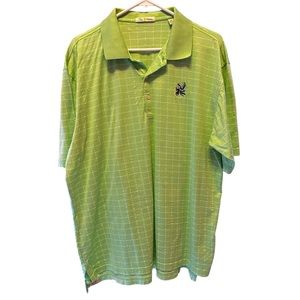 Peter Millar Mens Green Cotton Striped Polo Short Sleeve Golf Shirt Size XL